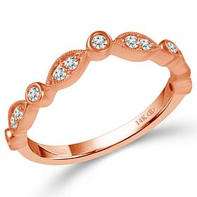 14K Pink Gold 1/5ctw Diamond Tapered Band Anniversary Ring