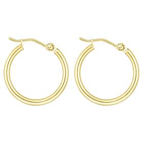 14K Polished Round Tube Hoop Earrings