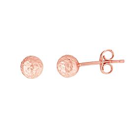 14K Rose Gold Diamond-Cut and Textured Round Ball Stud Earrings