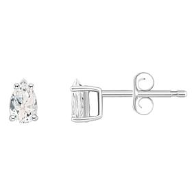 14K White Gold 5x3mm Pear-Shaped Gemstone Stud Earrings