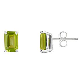14K White Gold 6x4mm Emerald-Cut Gemstone Stud Earrings