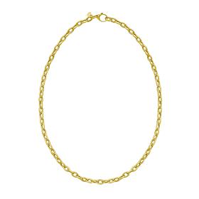 14K Yellow Gold 18" Oval Rolo Link Necklace Pear Lobster Clasp 