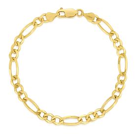 14K Yellow Gold 3.8mm Diamond-Cut Figaro Chain Bracelet - 8"