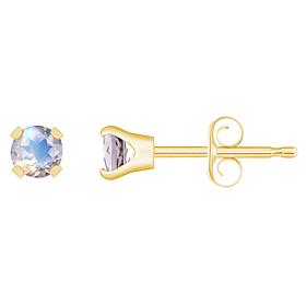 14K Yellow Gold 3mm Round Gemstone Stud Earrings
