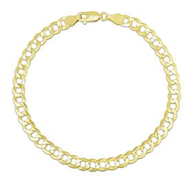 14K Yellow Gold 4.7mm Diamond-Cut Comfort Curb Chain Bracelet - 8-1/2"