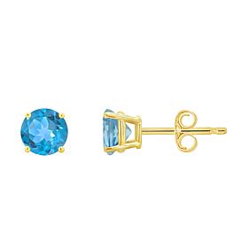 14K Yellow Gold 5mm Round 4-Prong Basket Gemstone Stud Earrings