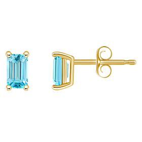 14K Yellow Gold 5x3mm Emerald-Cut Gemstone Stud Earrings