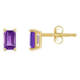 14K Yellow Gold 5x3mm Emerald-Cut Gemstone Stud Earrings