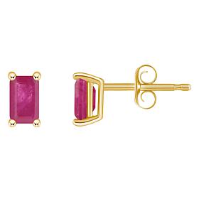 14K Yellow Gold 5x3mm Emerald-Cut Gemstone Stud Earrings