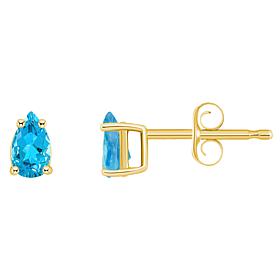 14K Yellow Gold 5x3mm Pear-Shaped Gemstone Stud Earrings