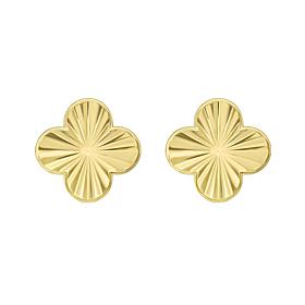 14K Yellow Gold Clover Stud Earring with Push Back Clasp