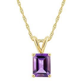 14K Yellow Gold Gemstone 8x6mm Emerald-Cut Pendant with Chain