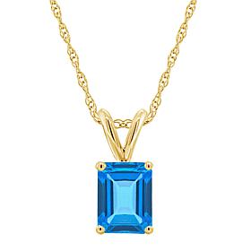 14K Yellow Gold Gemstone 8x6mm Emerald-Cut Pendant with Chain