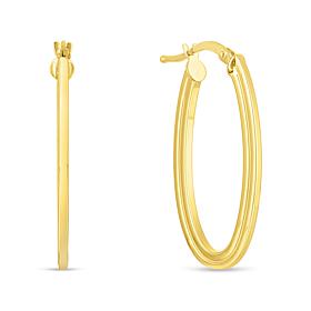 14K Yellow Gold Polished Oval Hoop Earrings
