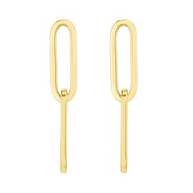 14K Yellow Gold Polished Paperclip Drop Earrings