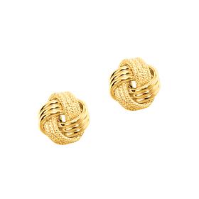14K Yellow Gold Textured Love Knot Stud Earrings