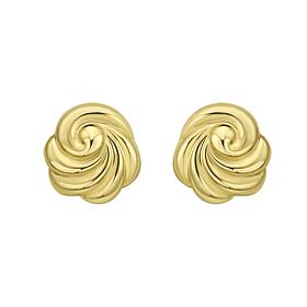 14K YG Polished Swirl Knot Stud with Push Back Clasp