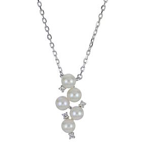 18" 4-5mm Cultured Pearl and Created Gem Staggered Drop Necklace
