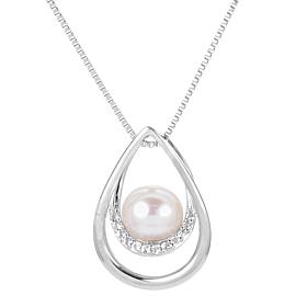 18" 6.5-7mm Cultured Pearl Double Pear Drop Necklace
