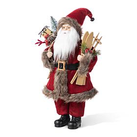 18" Faux Fur Christmas Woodland Santa Figurine