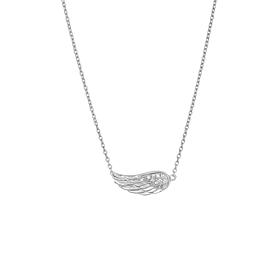 18" Sterling Silver CZ-Accented Angel Wing Necklace
