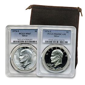 1976 Silver Bicentennial Eisenhower Dollars PCGS 67/69