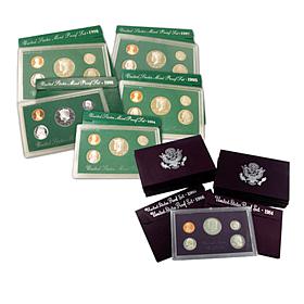 1984-1998 Purple & Green Pack US Mint Proof Sets/Eagle-Reverse Quarter
