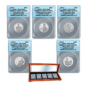2025 ANACS PR70 Silver American Women Set of 5 Proof Quarters