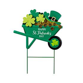 24"H St. Patrick's Metal Shamrocks Wagon Yard Stake or Wall Décor