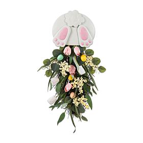 26" Easter Teardrop Wall Decor with Bunny and Tulips