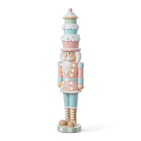 28" Lighted Macaron Pink and Blue Resin Christmas Porch Decor