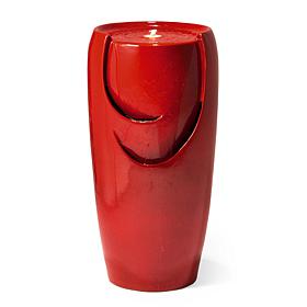 29.25"H Oversized Red Outdoor Ceramic Pot Fountain w/Pump & LED Light