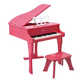 30 Key Toddler Wooden Grand Piano in Pink with Bench