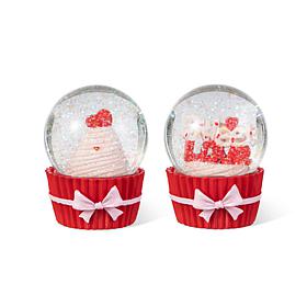 3.25“H Valentine's Resin Cupcake Water Globes - Set of 2
