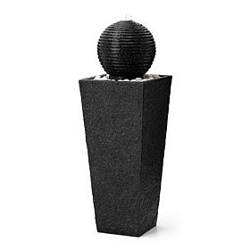 40.25"H Oversized Modern Geometric Pedestal and Sphere Floor Fountain