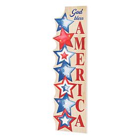 42" Lighted Patriotic Wooden Porch Sign