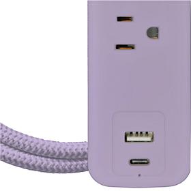 5-Foot Extendable Power Cord with Dual USB + Surge Protector