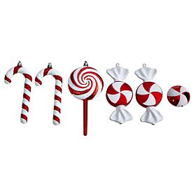 7” Assorted Candy Cane Deluxe Shatterproof Ornament - Set of 6