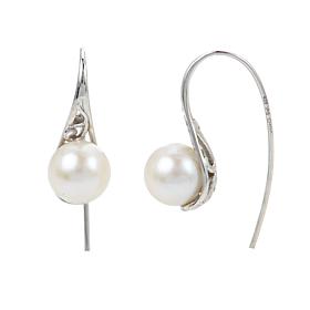 7.5-8mm Cultured Freshwater Pearl Filigree Hook Drop Earrings