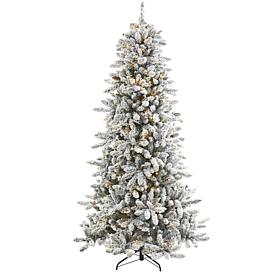 7.5 ft. Flocked Livingston Fir Artificial Christmas Tree with Pine ...