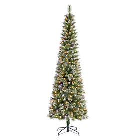 7.5ft Pre-Lit Frosted Cashmere Pencil Pine Christmas Tree