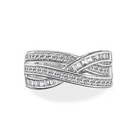 Absolute™ Cubic Zirconia Baguette and Round Overlapping Rows Band Ring