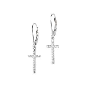 Absolute™ Sterling Silver Cubic Zirconia Cross Dangle Earrings