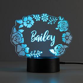 Acrylic Floral Personalized Name Multi-Color Nightlight