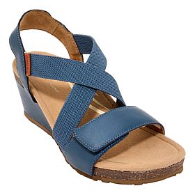 Aetrex® Kathy Leather and Woven Heeled Sandal