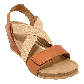 Aetrex® Kathy Leather and Woven Heeled Sandal