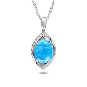 Alamea Sterling Silver Larimar and Topaz Pendant Necklace