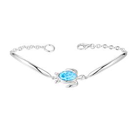 Alamea Sterling Silver Larimar Honu Bracelet