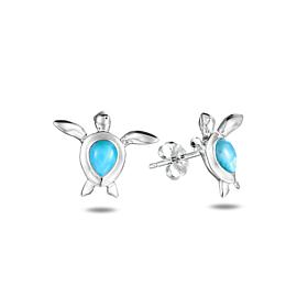 Alamea Sterling Silver Larimar "Honu" Earrings
