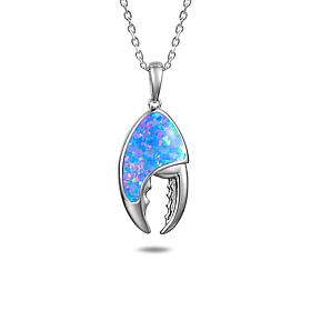 Alamea Sterling Silver Synthetic Blue Opal Crab Claw Pendant